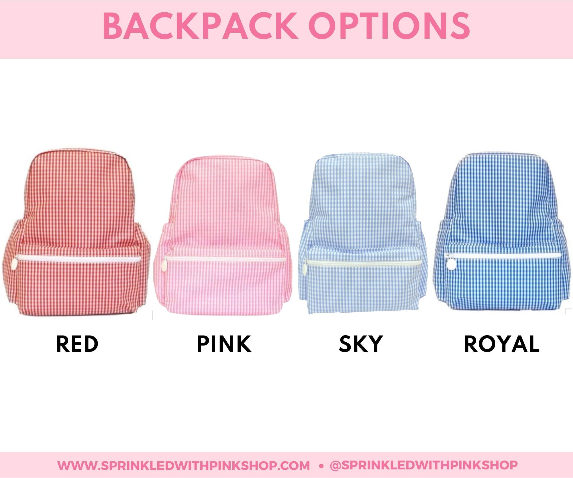 TRVL Gingham Backpack - POP UP - Sprinkled With Pink #bachelorette #custom #gifts