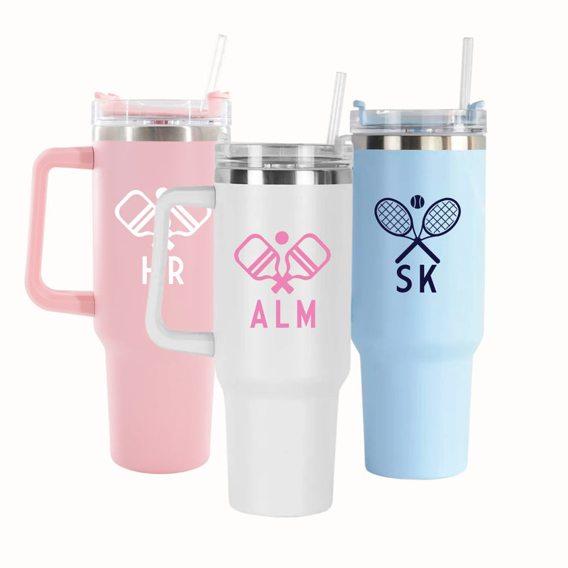 40 oz Tumbler, Monogram Motif - Sprinkled With Pink #bachelorette #custom #gifts