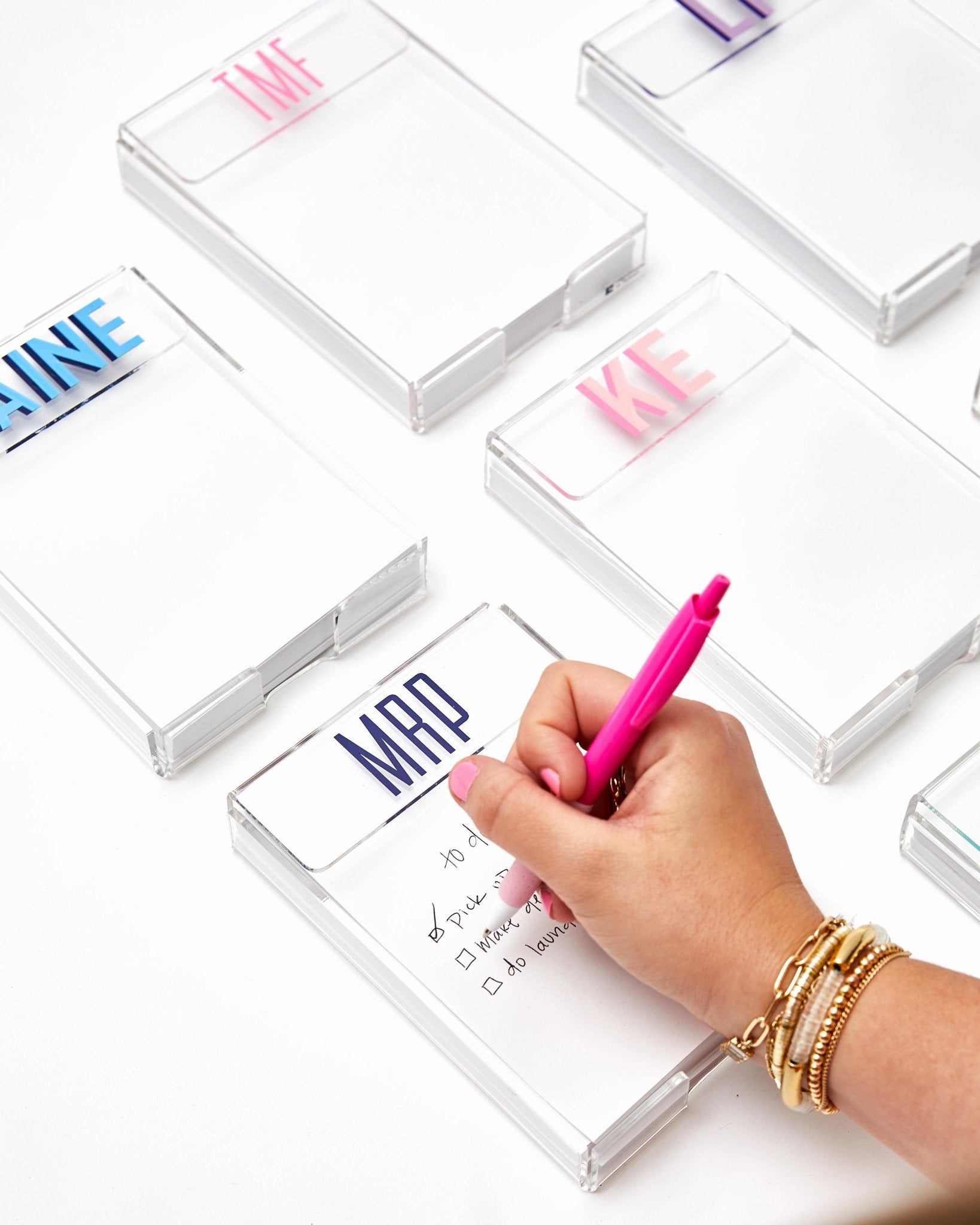 Notepad For Desk Custom Acrylic Notepad - Personalized Desk Accessory - Sprinkled With Pink