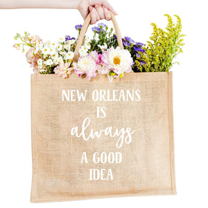 Always A Good Idea Jute Carryall - Sprinkled With Pink #bachelorette #custom #gifts