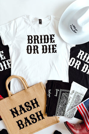 A graphic which shows products that are perfect for a bachelorette trip to Nashville