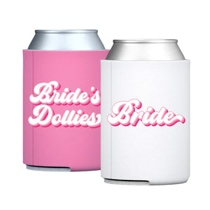Bride / Brides Dollies Can Coolers - Sprinkled With Pink #bachelorette #custom #gifts
