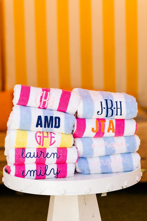 Cabana Towel, Embroidered - Sprinkled With Pink #bachelorette #custom #gifts