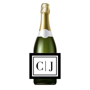 Champagne Label - Line Monogram (Set of 6) - Sprinkled With Pink #bachelorette #custom #gifts