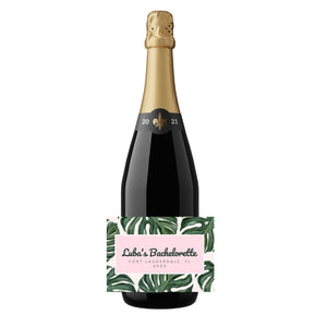 Champagne Label - Palm Leaf (Set of 6) - Sprinkled With Pink #bachelorette #custom #gifts