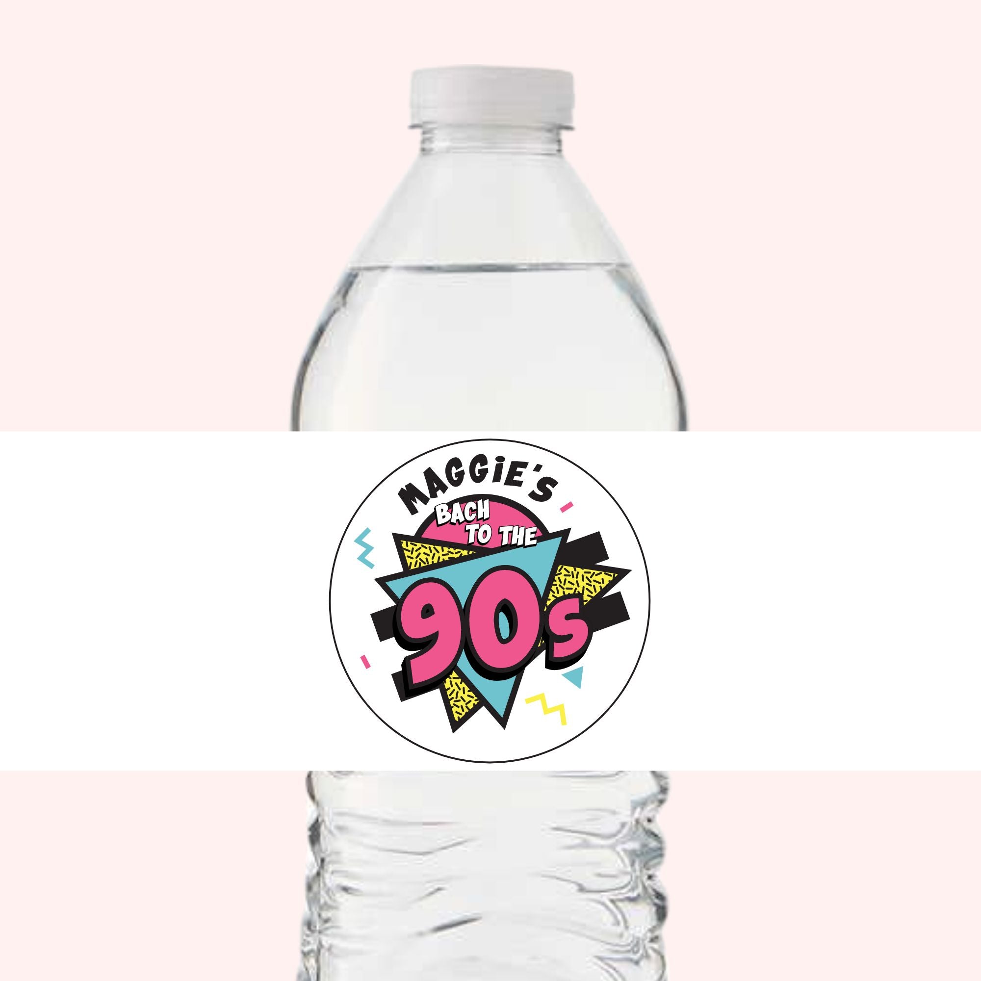 Custom Bach To The 90s Water Bottle Label (Set of 10) - Sprinkled With Pink #bachelorette #custom #gifts