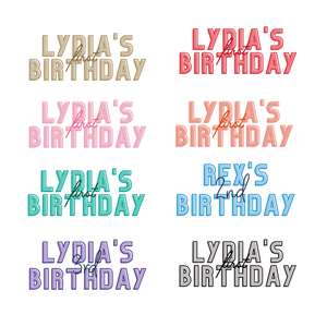 A graphic shows the different colors that can be used to customize a birthday design