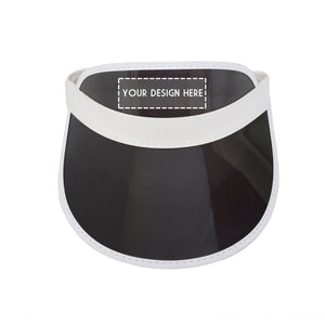A black visor with a customizable area on the front