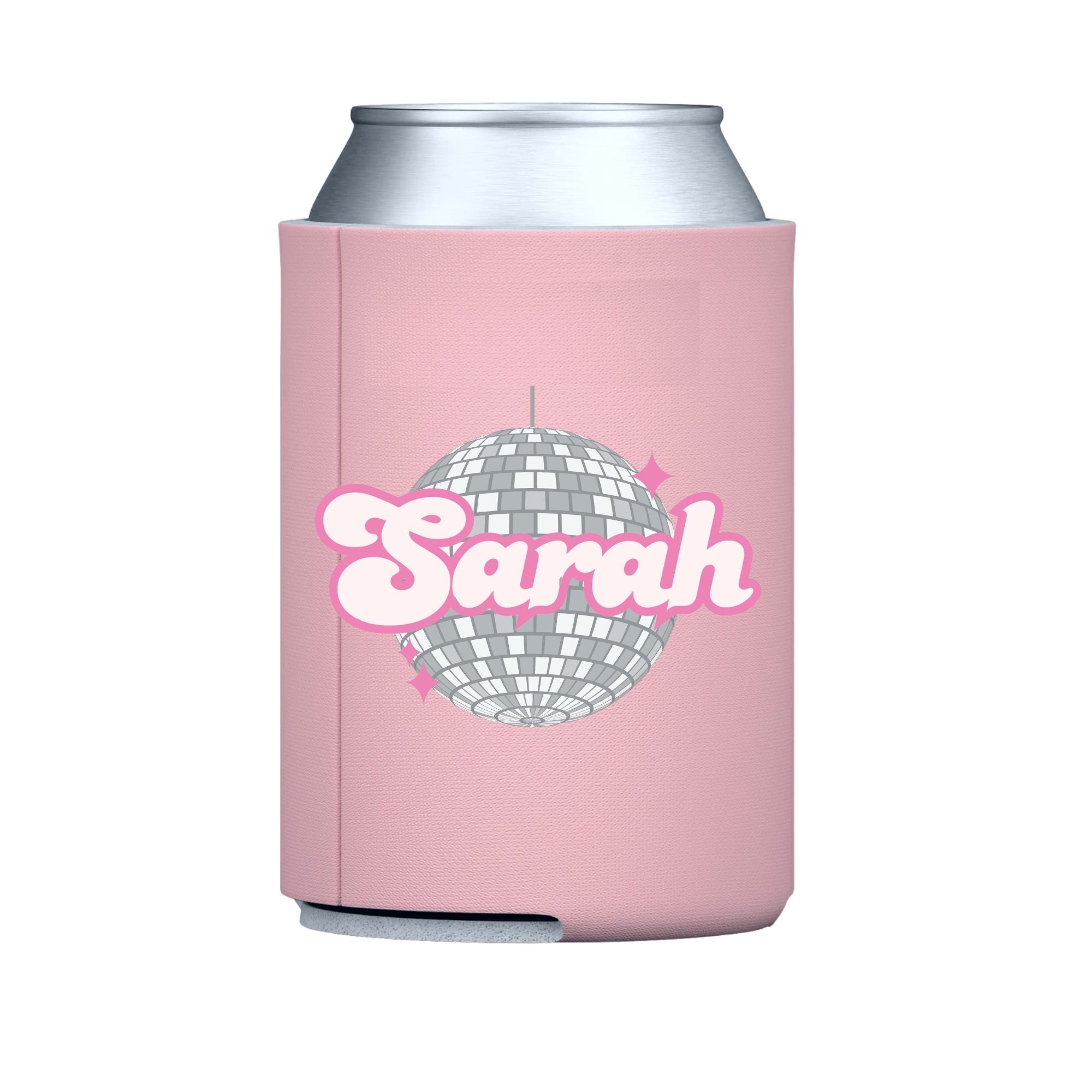 Custom Disco Ball Can Cooler (Set of 10) - Sprinkled With Pink