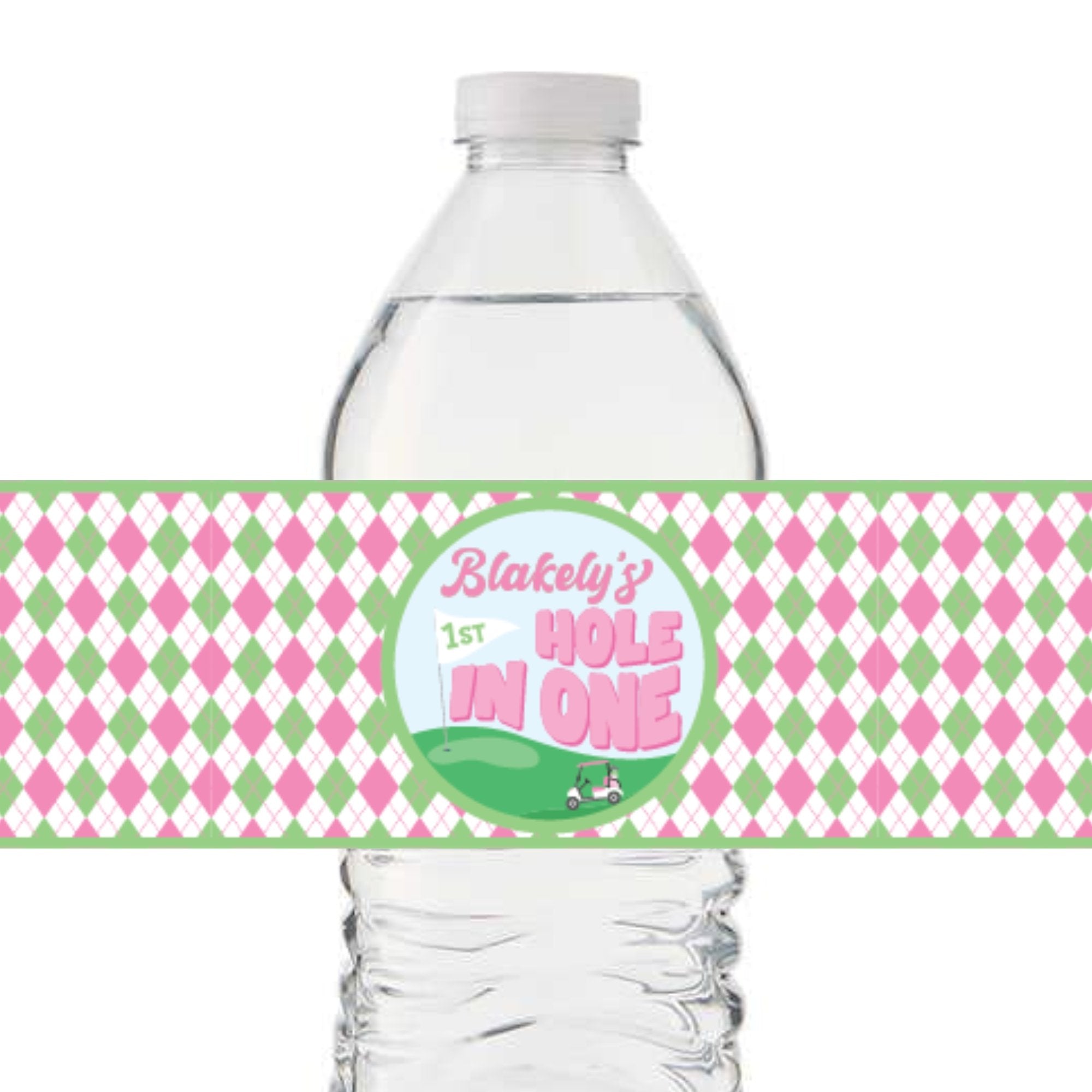 Custom Hole In One Water Bottle Label (Set of 10) - Pink - Sprinkled With Pink #bachelorette #custom #gifts