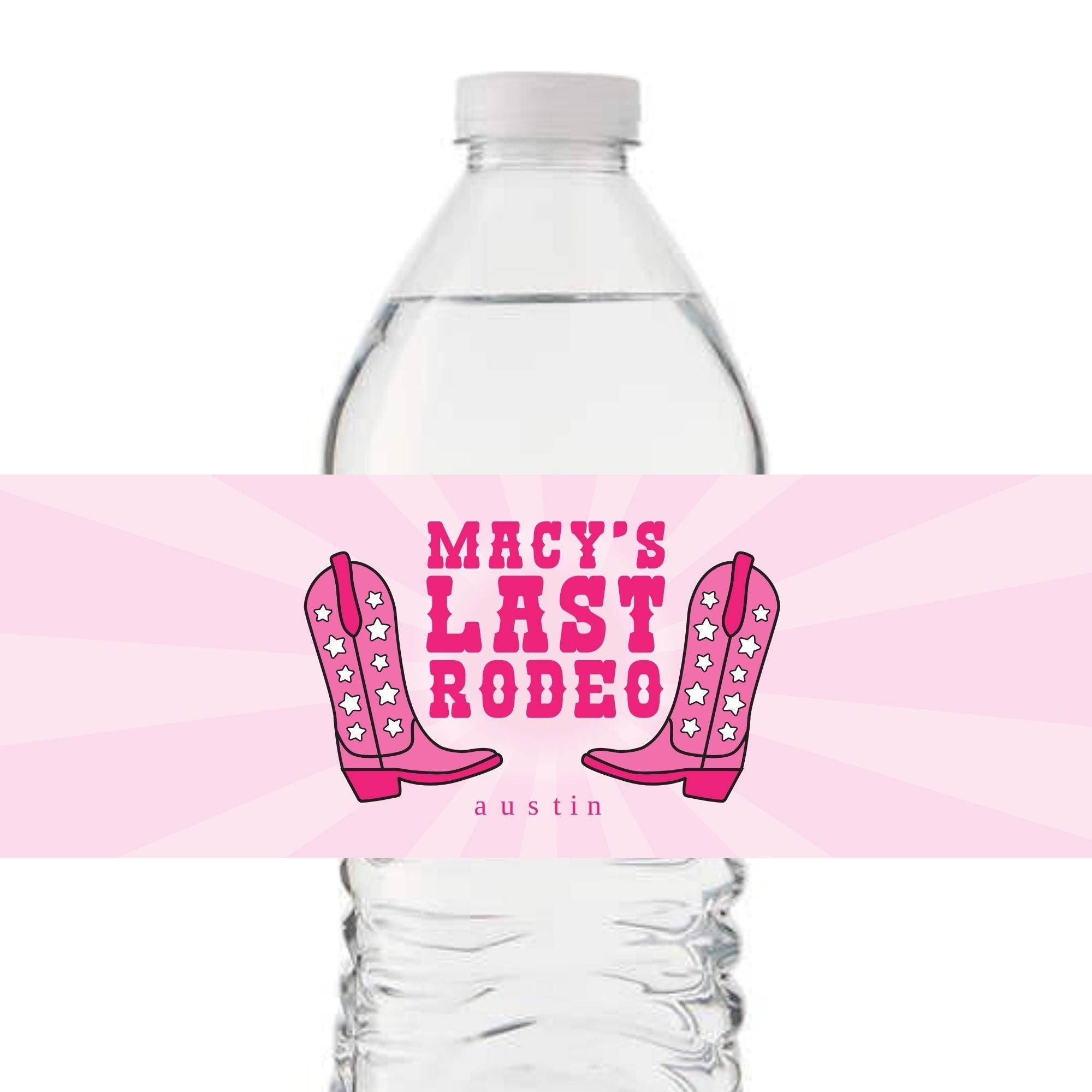 Custom Last Rodeo Water Bottle Label (Set of 10) - Sprinkled With Pink #bachelorette #custom #gifts