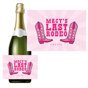 Custom Last Rodeo Wine / Champagne Label (Set of 6) - Sprinkled With Pink #bachelorette #custom #gifts