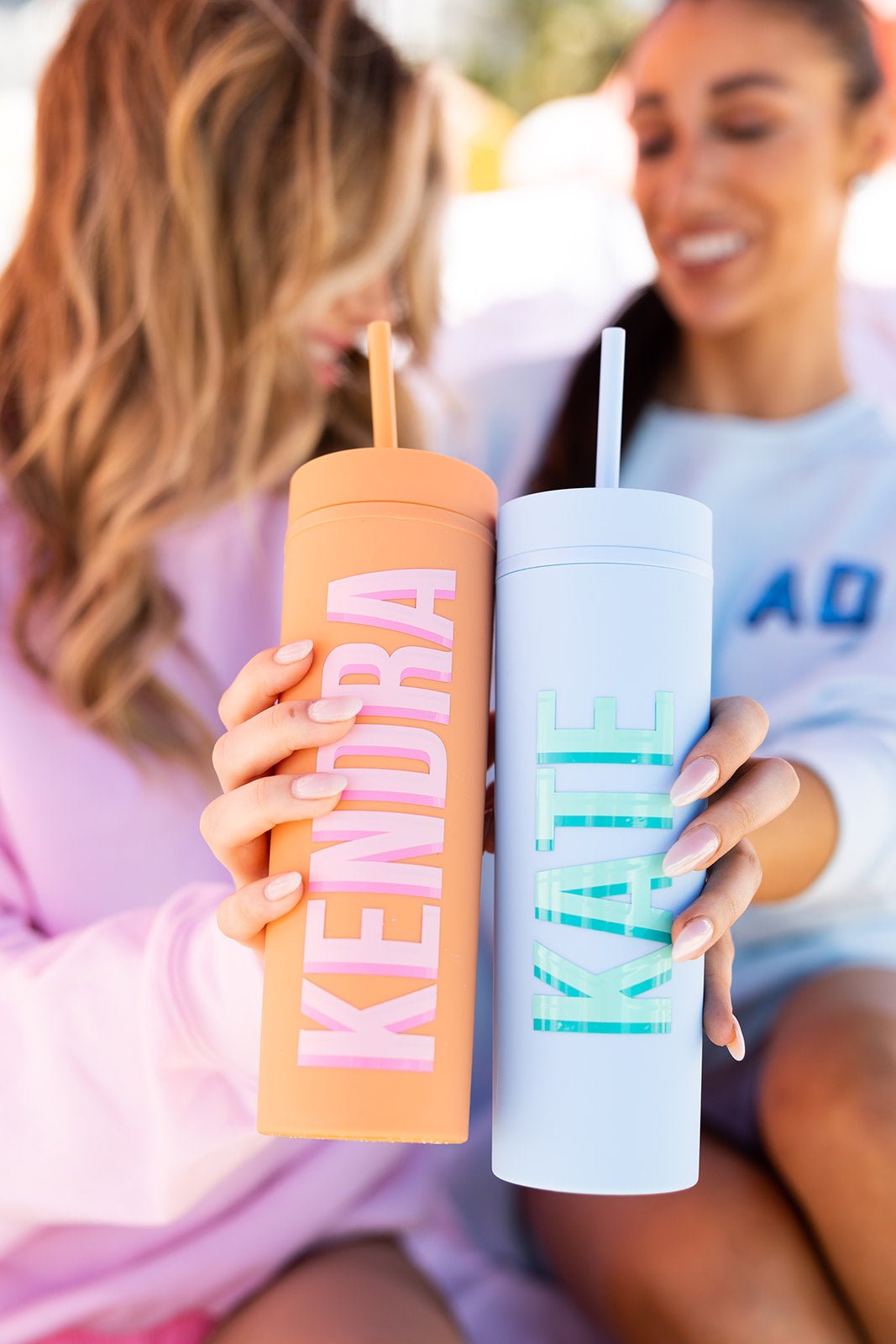 Personalized 16 oz. Matte Pastel Skinny Tumblers with Lids and