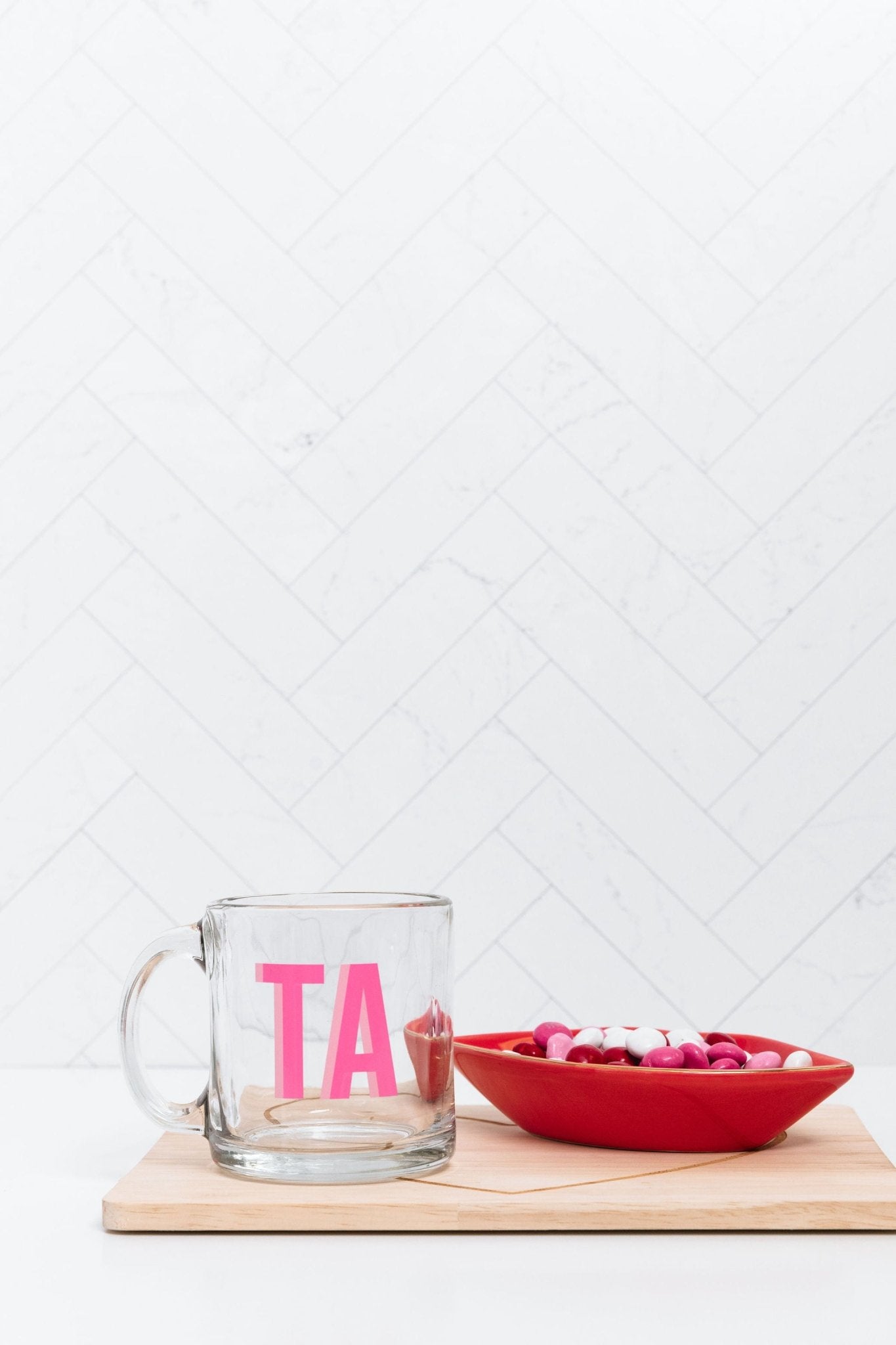 Custom Monogram Glass Mug - Sprinkled With Pink #bachelorette #custom #gifts