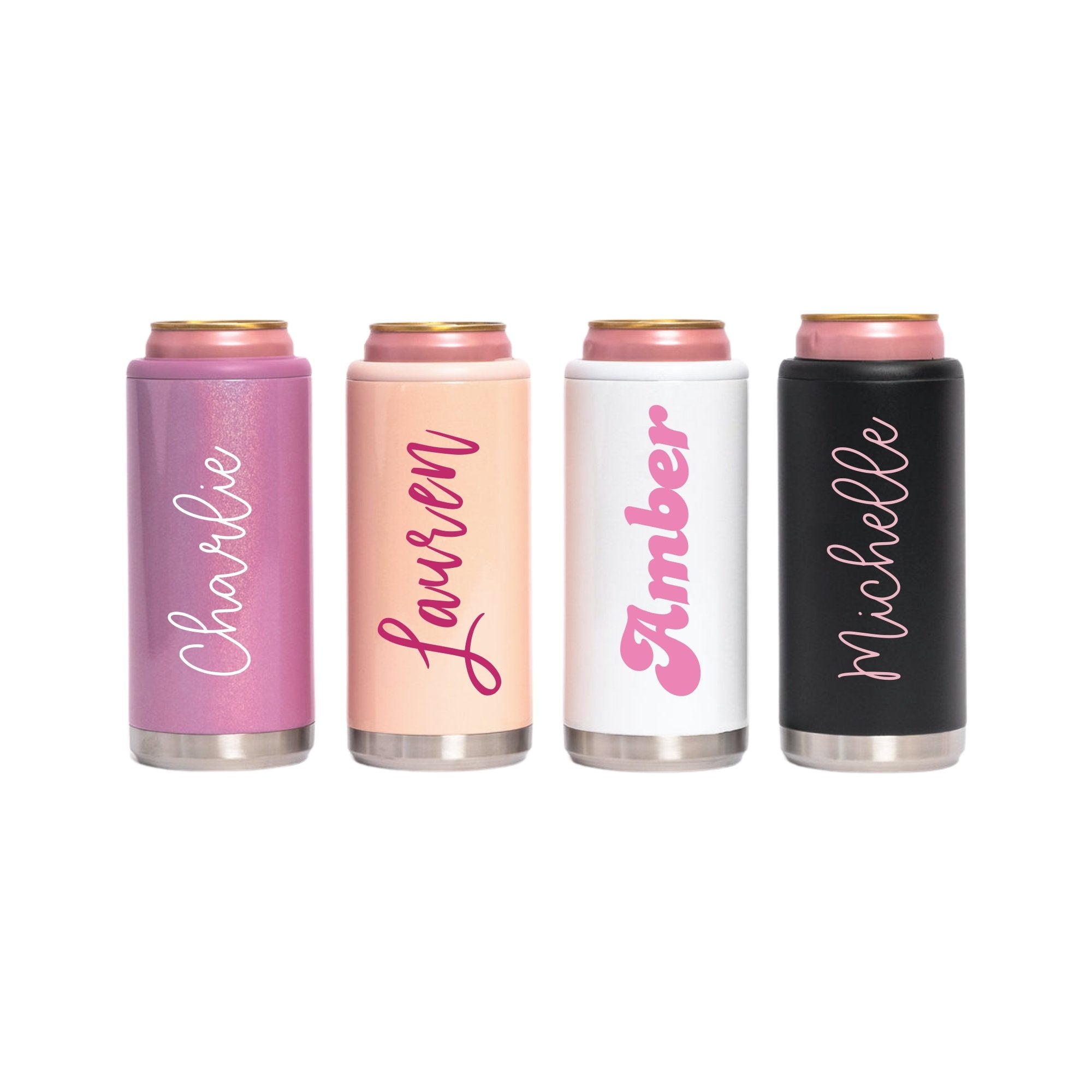 Custom Name Can Cooler - Sprinkled With Pink #bachelorette #custom #gifts