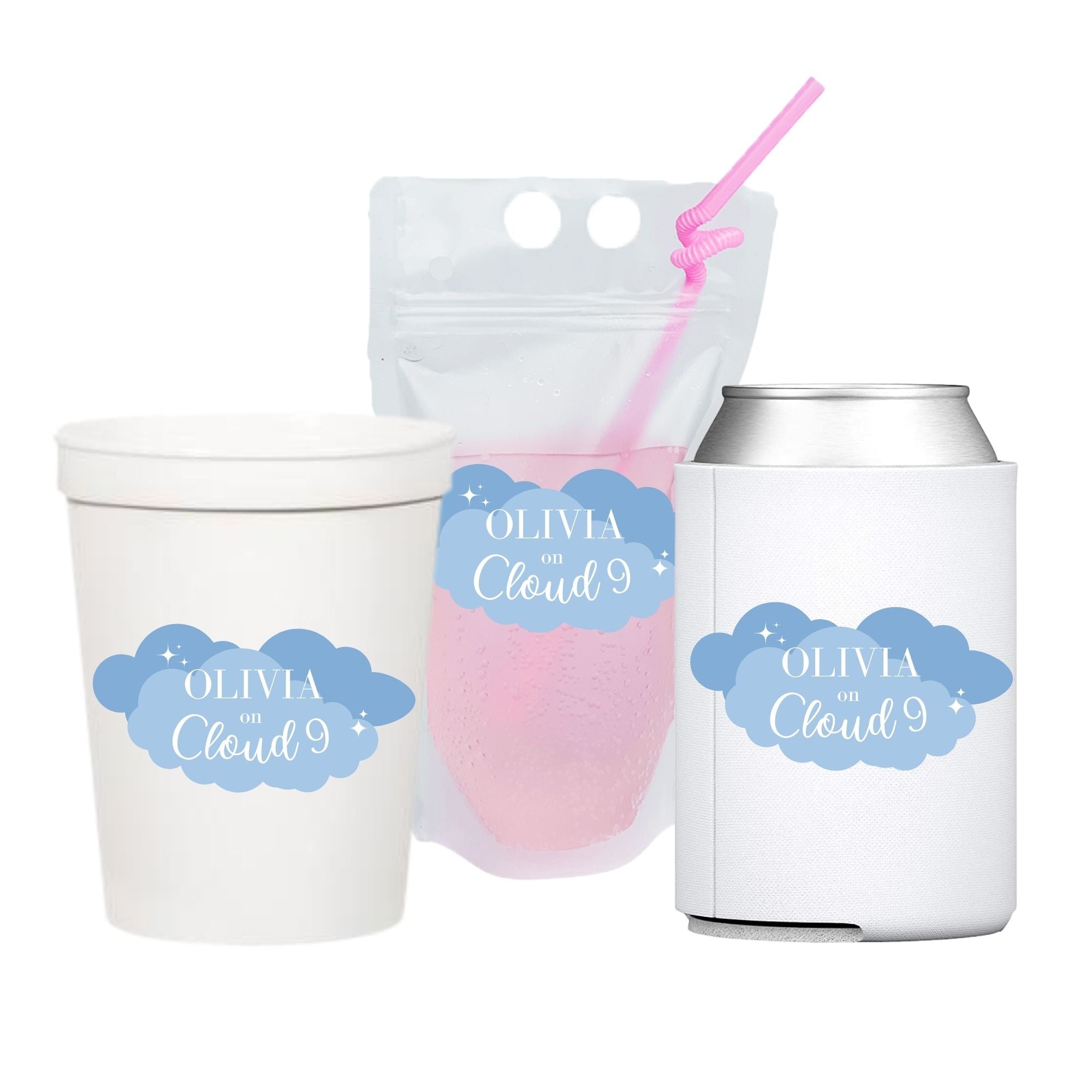 Custom Name On Cloud 9 Drinkware - Sprinkled Wi