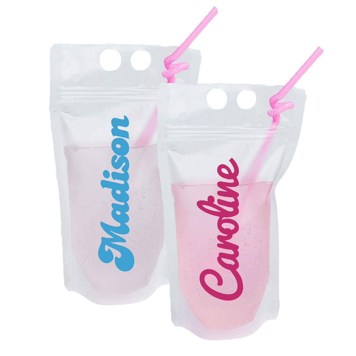 Personalized Drink Pouches With Straw Pool Beach Bachelorette 