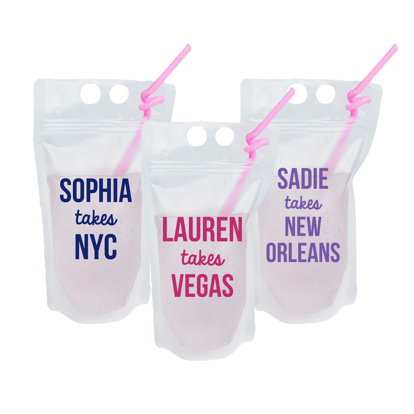 Personalized Reusable Drink Pouch With Straw Choose Your Saying, Add Your  Name, Make up Own Saying FREE SHIPPING 