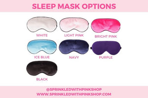 A chart showing the sleep mask color options