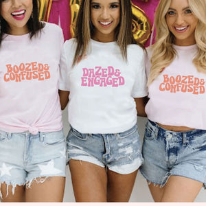 Dazed and Engaged / Boozed and Confused Shirt - Sprinkled With Pink #bachelorette #custom #gifts