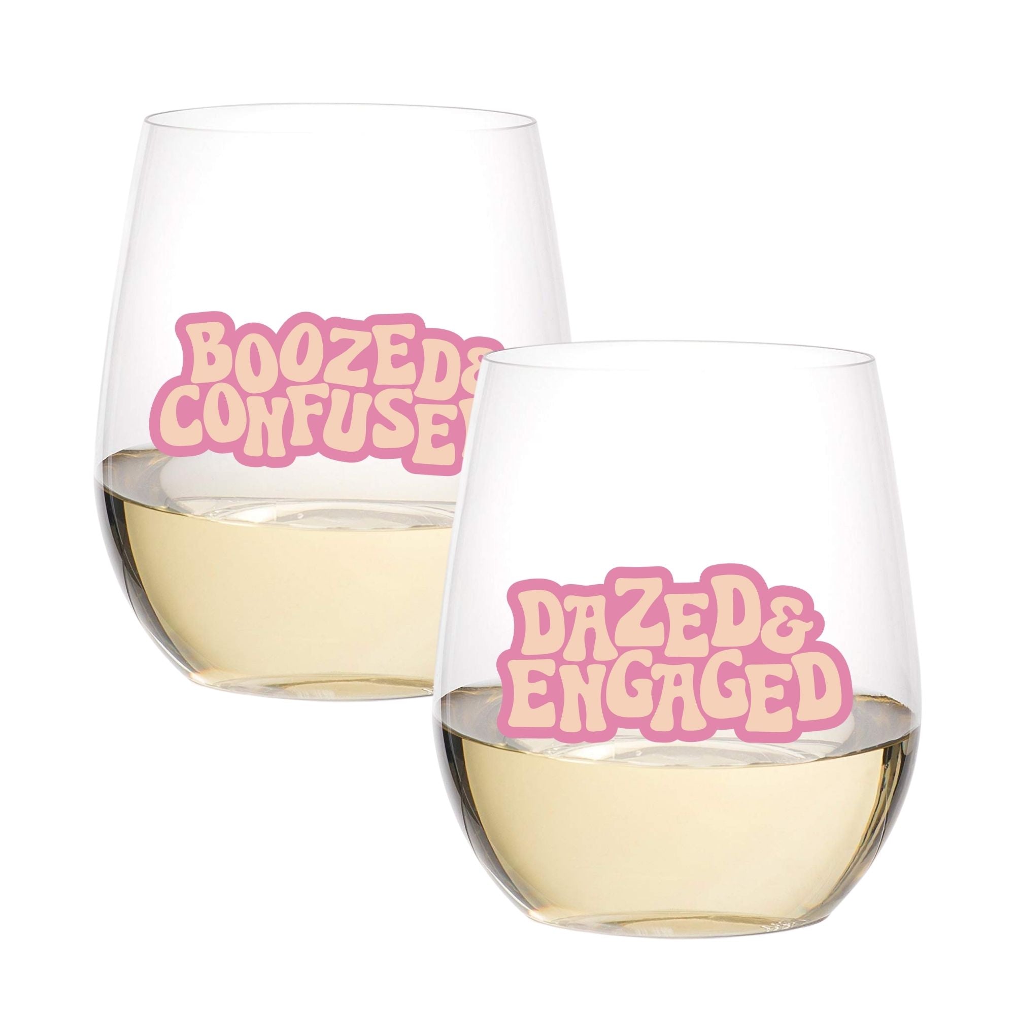 Dazed and Engaged / Boozed and Engaged Stemless Wine Tumbler - Sprinkled With Pink #bachelorette #custom #gifts
