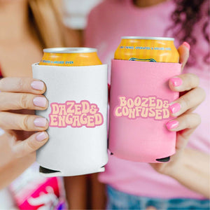 Dazed & Engaged / Boozed & Confused Can Cooler - Sprinkled With Pink #bachelorette #custom #gifts