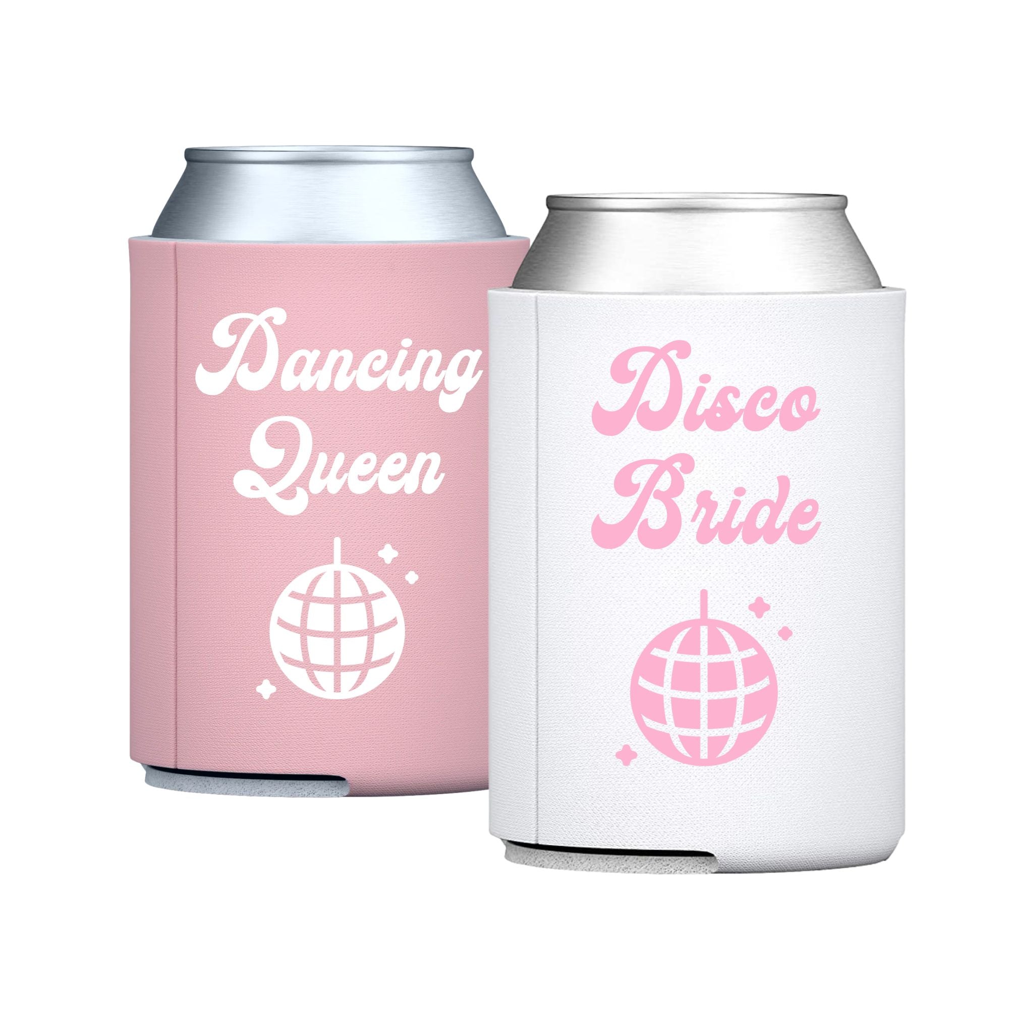 Disco Bride / Dancing Queen Can Cooler - Sprinkled With Pink #bachelorette #custom #gifts