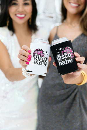 Disco Bride / Disco Babe Can Cooler - Sprinkled With Pink #bachelorette #custom #gifts