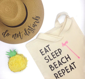 A "Eat Sleep Beach Repeat" is laid out with some other fun customized products.
