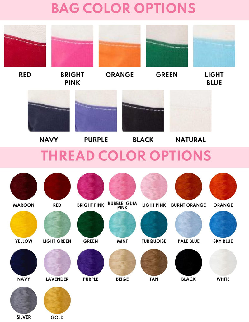 Embroidered Canvas Tote with Monogram Motif - Sprinkled With Pink #bachelorette #custom #gifts