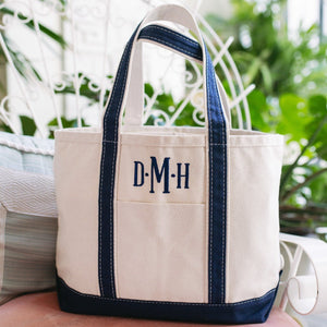 Embroidered Monogram Boat Tote - Sprinkled With Pink #bachelorette #custom #gifts