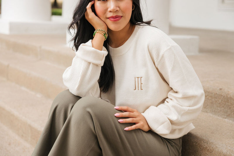 Embroidered Monogram Corded Sweatshirt - Sprinkled With Pink #bachelorette #custom #gifts