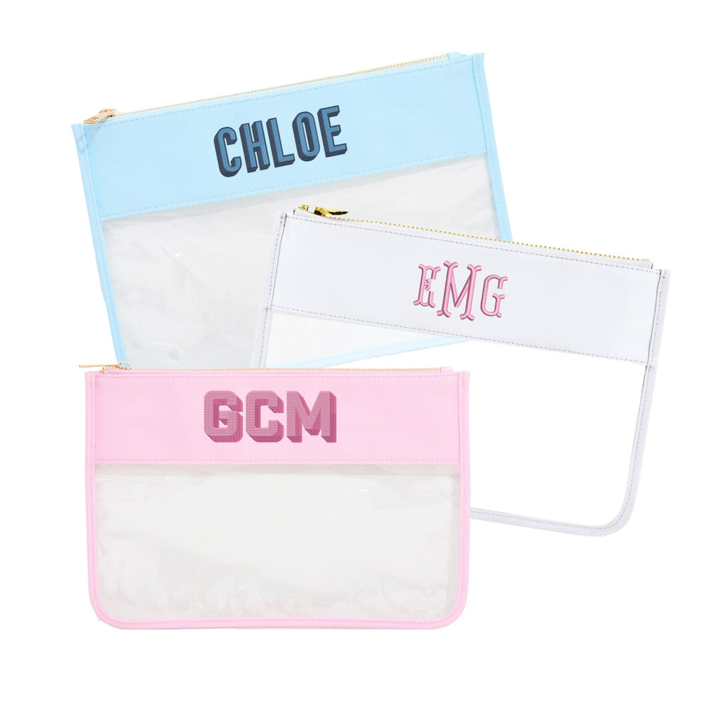 Embroidered Nylon Clear Pouch - Sprinkled With Pink #bachelorette #custom #gifts