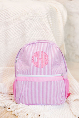 Embroidered Seersucker Backpack