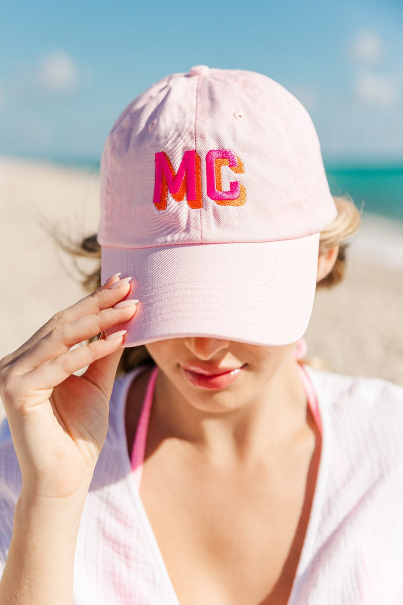 Embroidered Shadow Monogram Baseball Hat - Sprinkled With Pink #bachelorette #custom #gifts
