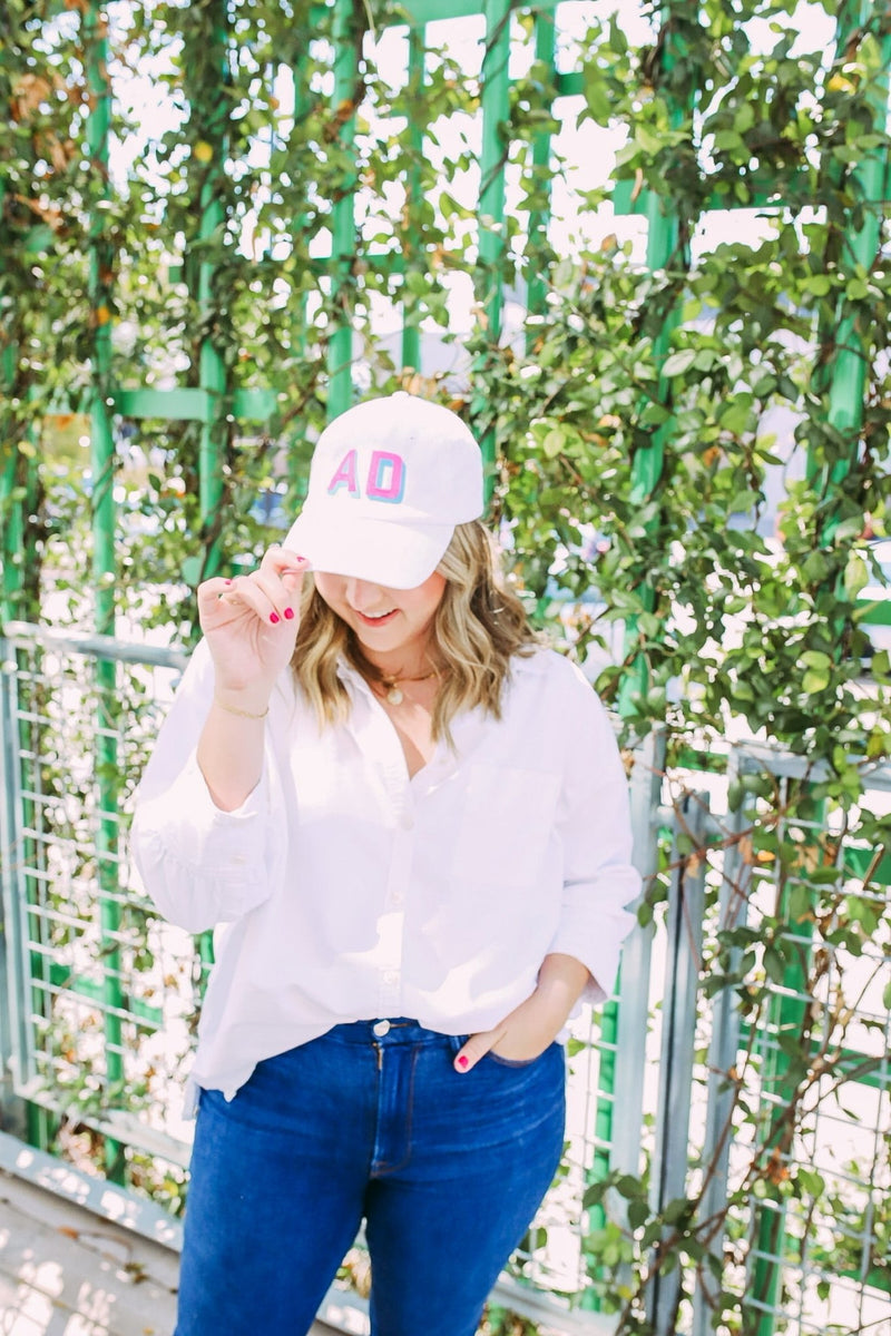 Embroidered Shadow Monogram Baseball Hat - Sprinkled With Pink #bachelorette #custom #gifts