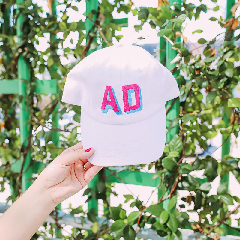 Embroidered Shadow Monogram Baseball Hat - Sprinkled With Pink #bachelorette #custom #gifts