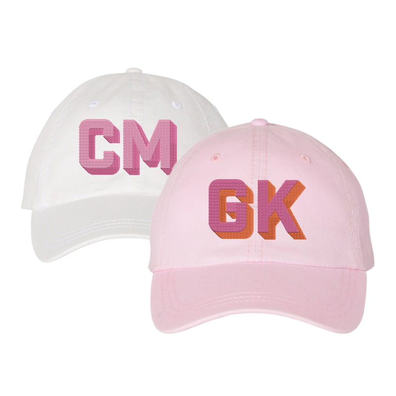 Embroidered Shadow Monogram Baseball Hat - Sprinkled With Pink #bachelorette #custom #gifts