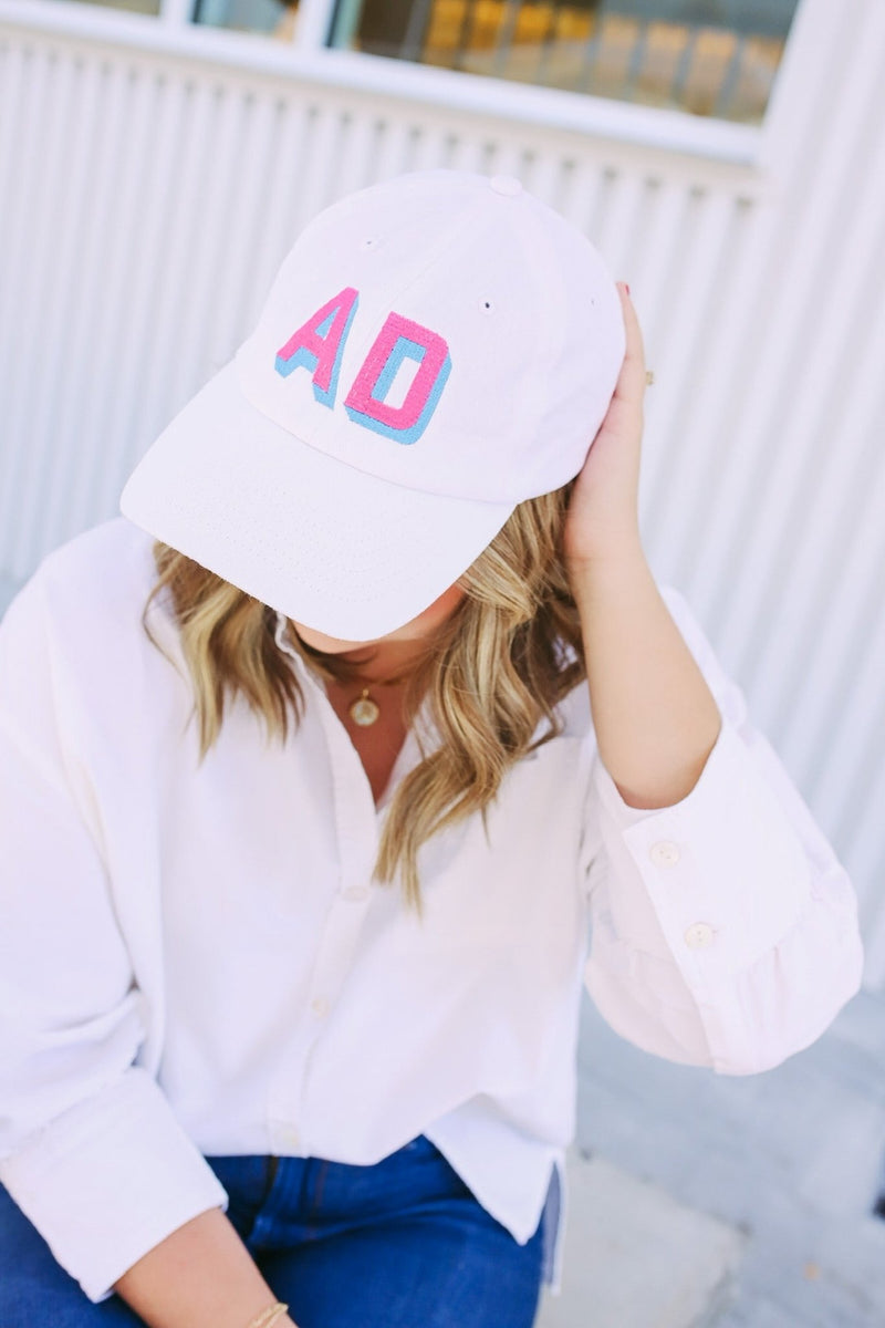 Embroidered Shadow Monogram Baseball Hat - Sprinkled With Pink #bachelorette #custom #gifts
