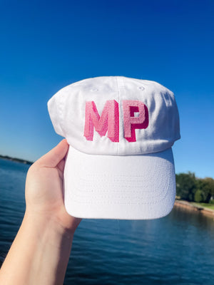Embroidered Shadow Monogram Baseball Hat - Sprinkled With Pink #bachelorette #custom #gifts