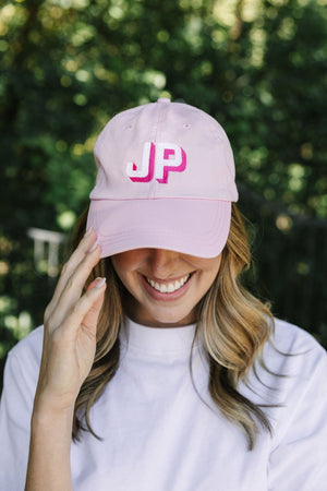 Embroidered Shadow Monogram Baseball Hat - Sprinkled With Pink #bachelorette #custom #gifts