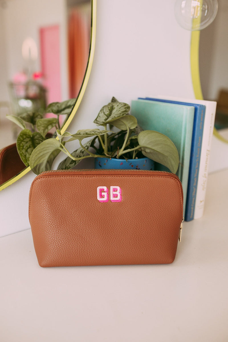 Embroidered Vegan Leather Pouch - Sprinkled With Pink #bachelorette #custom #gifts