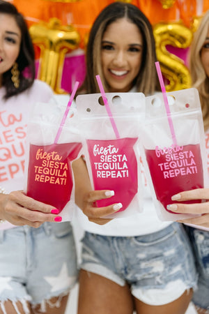 Fiesta Siesta Tequila Repeat Party Pouch - Sprinkled With Pink #bachelorette #custom #gifts