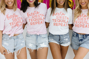 Fiesta Siesta Tequila Repeat Shirt - Sprinkled With Pink #bachelorette #custom #gifts