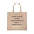 A jute carryall tote customized with sayings about The Hamptons