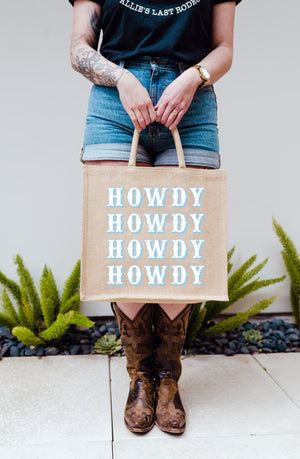 Howdy Jute Carryall - Sprinkled With Pink #bachelorette #custom #gifts