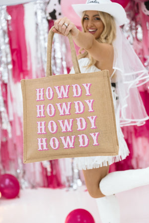 Howdy Jute Carryall - Sprinkled With Pink #bachelorette #custom #gifts