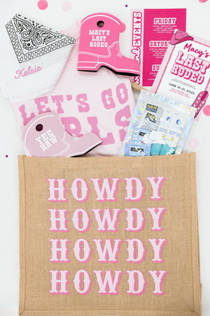Howdy Jute Carryall - Pink - Sprinkled With Pink #bachelorette #custom #gifts