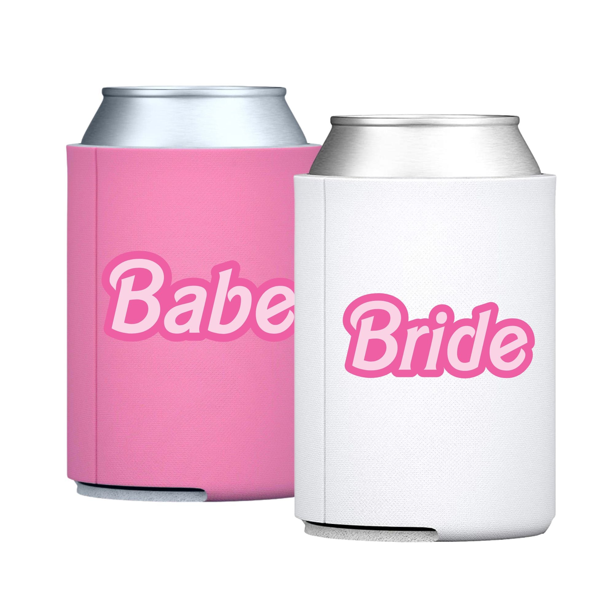 Let's Bach Party - Bride/Babe Can Coolers - Sprinkled With Pink #bachelorette #custom #gifts