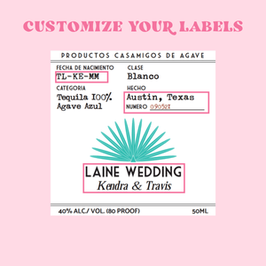Mini Tequila Label - Wedding Favor (Set of 8) - Sprinkled With Pink #bachelorette #custom #gifts